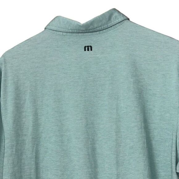 Travis Mathew Oh Snap Polo Shirt Mens Large L Heather Beryl Green Striped Casual - Picture 10 of 10